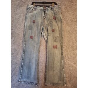 Luxury Blues Womens Wide Leg Jeans Light Wash Sz 4 (17/18) Patchwork Distressed